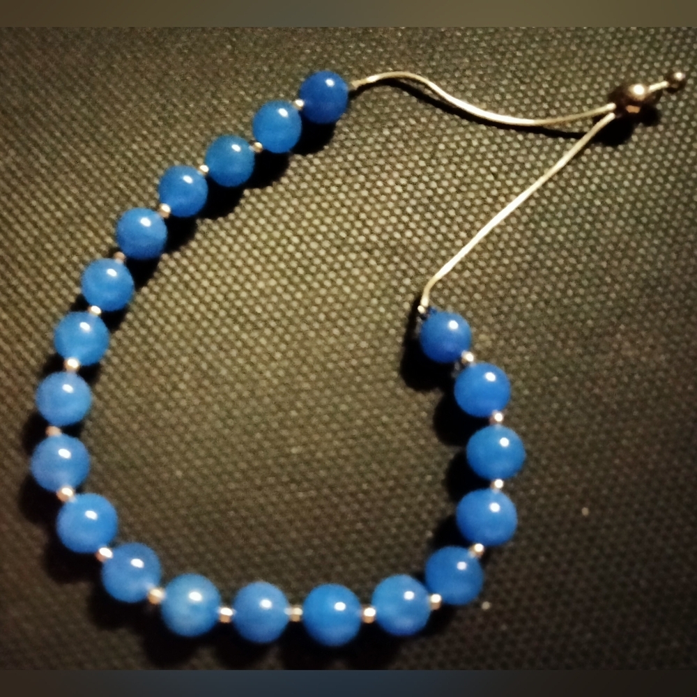 Blue Jade adjustable Bolo Bracelet